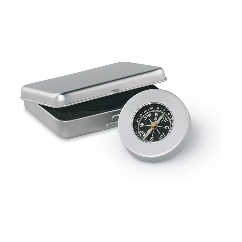 Kompas klasyczny aluminiowy w metalowym pudełku TARGET - Srebrny Mat (AR1249-16)