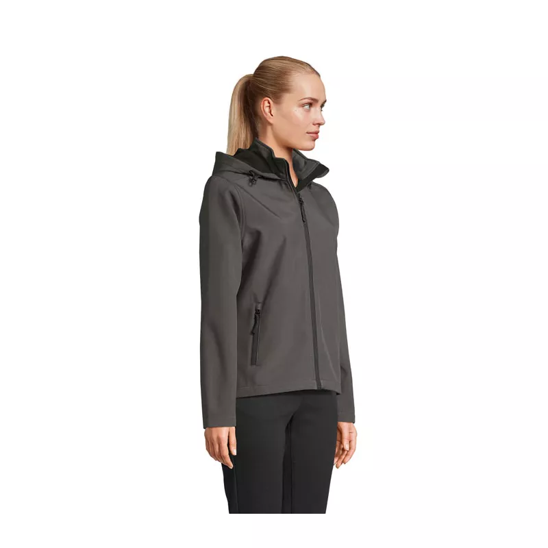 Softshell damski z kapturem Sol's RACE HOODED WOMEN - Szarość Węgla Drzewnego (S04448-CR)