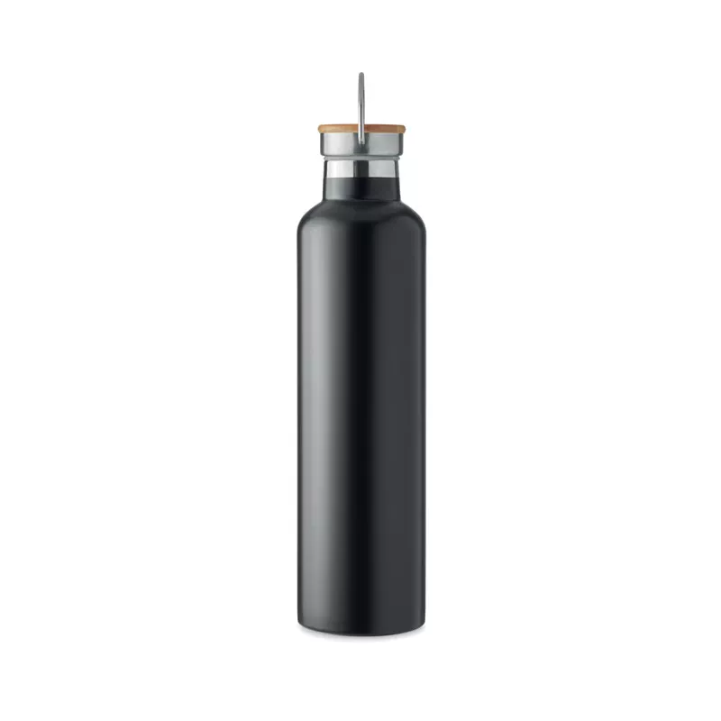 Termos z bambusową pokrywą 1 l HELSINKI LARGE - Czarny (MO6373-03)