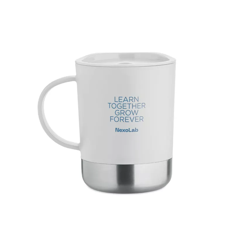 Kubek z PP z przesuwaną pokrywką 300 ml BEAKER - Bialy (MO2772-06)