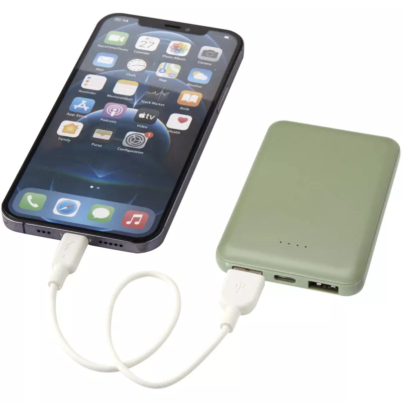 Asama powerbank o pojemności 5000 mAh Type-C z tworzyw sztucznych pochodzących z recyklingu - Zielony melanż (12438362)