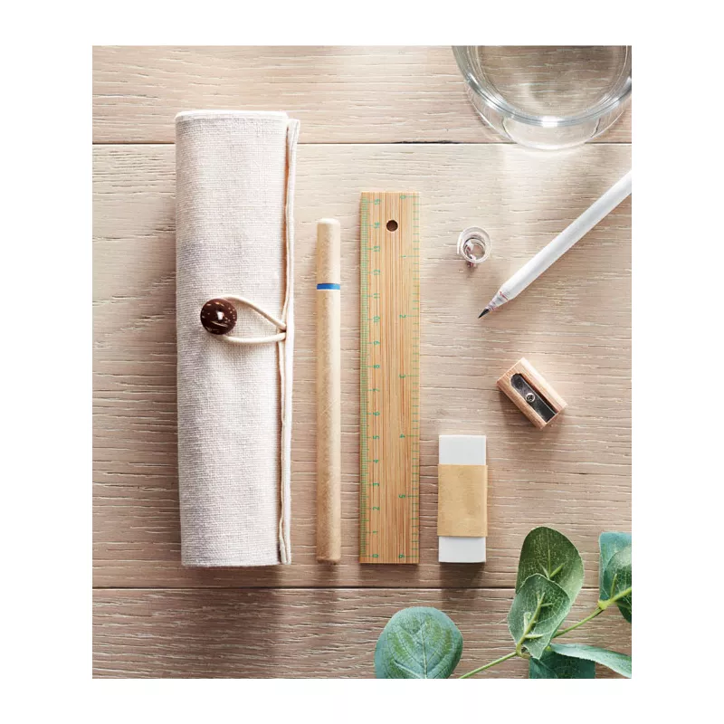 Zestaw biurkowy w etui z juty ECOSET - Bezowy (MO7755-13)