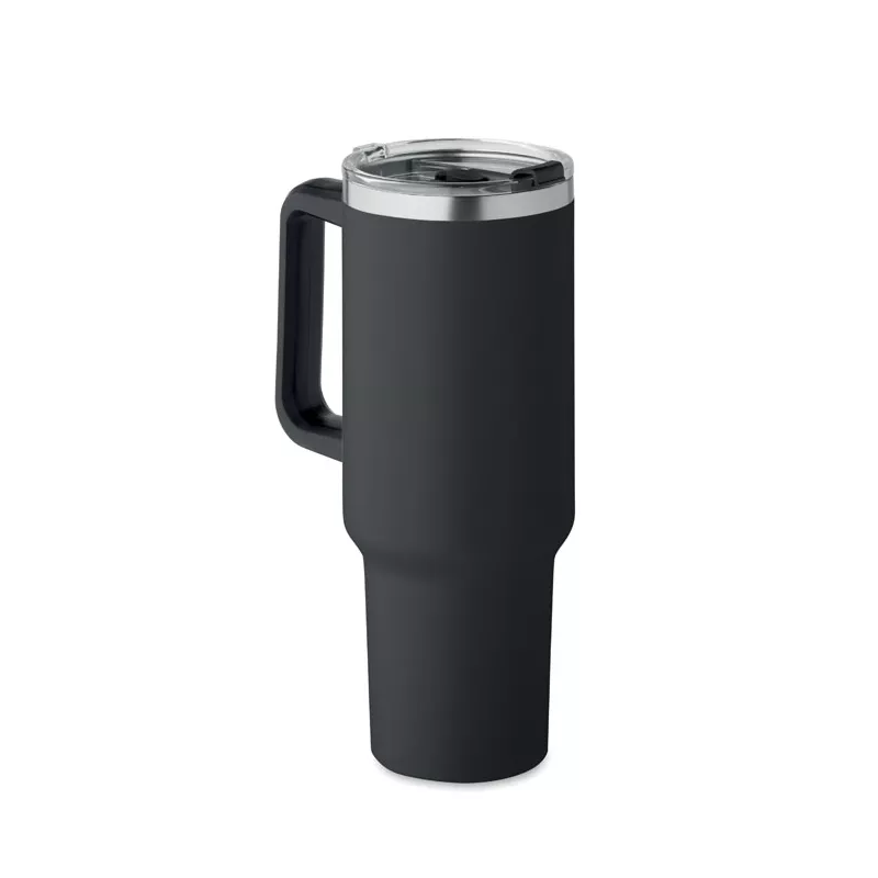 Kubek termiczny stalowy ze słomką 1200 ml SUMA - Czarny (MO2327-03)