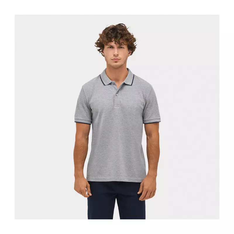 Koszulka polo unisex z prążkiem Sol's PALERMO - Grey Melange/ French Navy (S04769-GF)