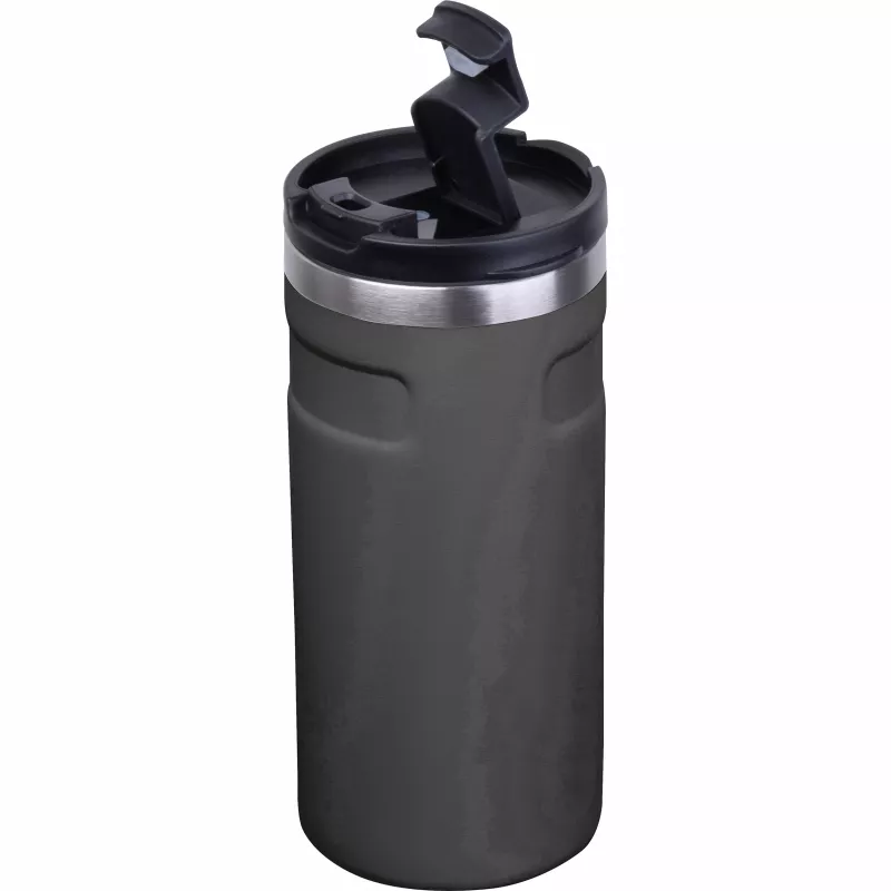Kubek termiczny ze stali z recyklingu 450 ml SILVIO - czarny (8536503)
