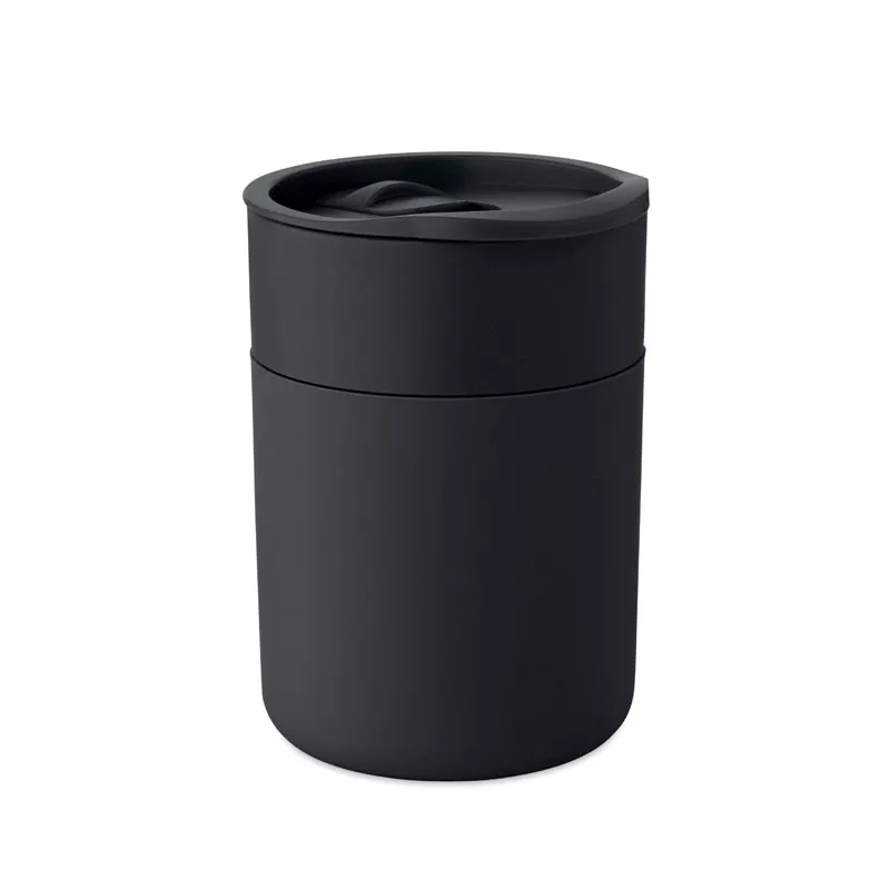 Kubek z PP z silikonową osłoną 330 ml GOBLET - Czarny (MO2773-03)