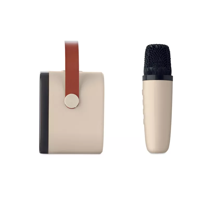 Zestaw karaoke z głośnikiem 5W i mikrofonem KARASET+ - Bezowy (MO2665-13)