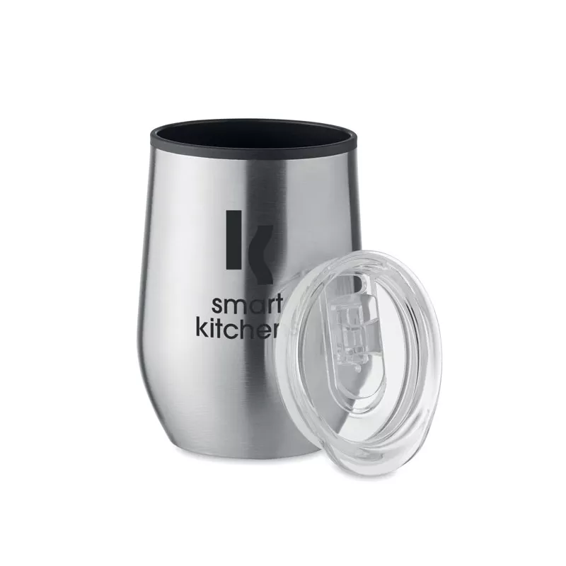 Kubek termiczny stalowy z pokrywką 350 ml CHIN CHAN - Srebrny Mat (MO6700-16)