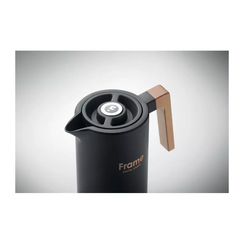 Dzbanek termiczny 1000 ml z drewnianym uchwytem SERVIR - Czarny (MO2674-03)