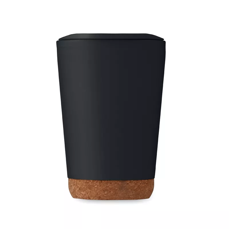 Kubek dwuścienny z korkową podstawą 300 ml CO - Czarny (MO2446-03)