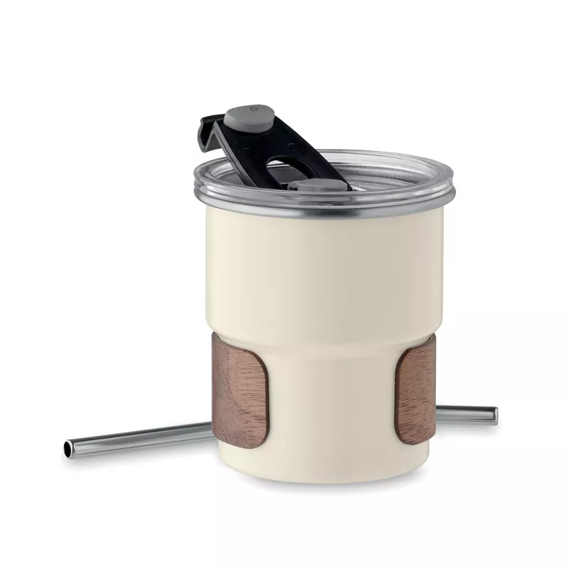 Kubek stalowy ze słomką 260 ml MATE - Bezowy (MO2423-13)