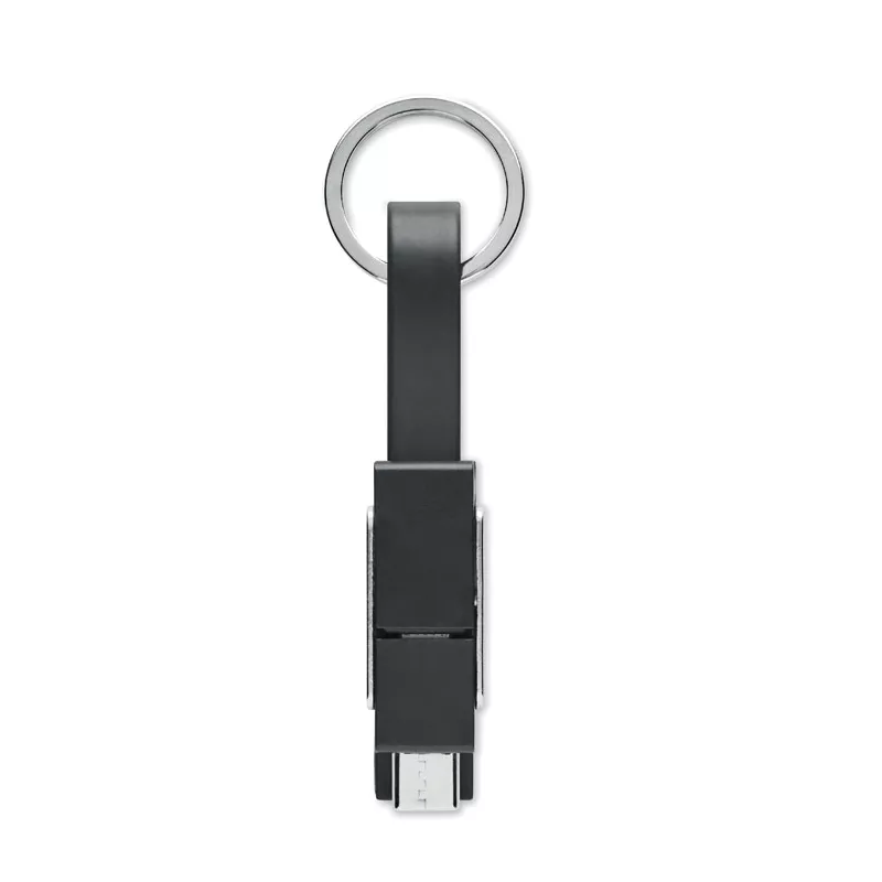 Brelok z kablem do ładowania 4 w 1 KEY C - Czarny (MO6820-03)