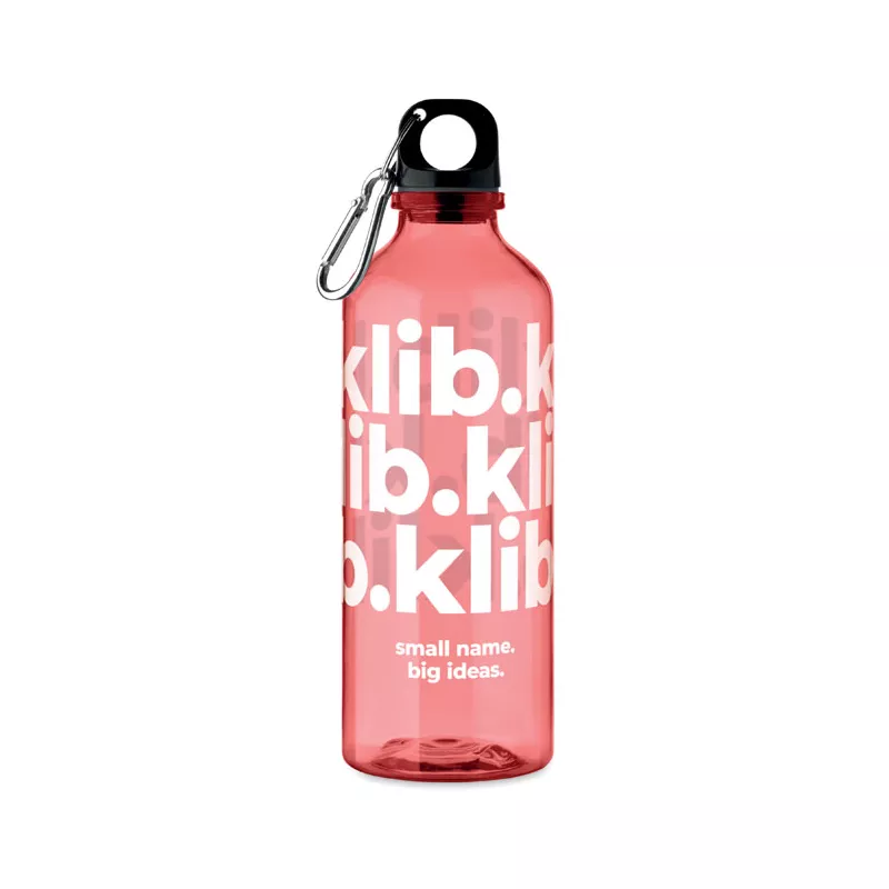 Butelka z RPET z karabińczykiem 500 ml MOSS RE500 - Przezroczysty Czerwony (MO2803-25)