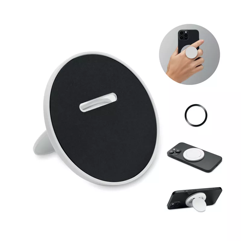 Uchwyt magnetyczny na telefon z ABS z recyklingu ABLE - Bialy (MO2556-06)