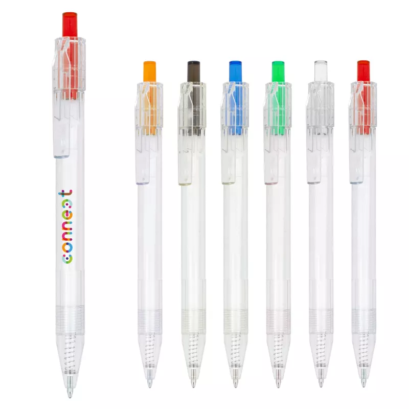 Długopis z R-PET - pomarańczowy transparentny (LT80562-N0426)