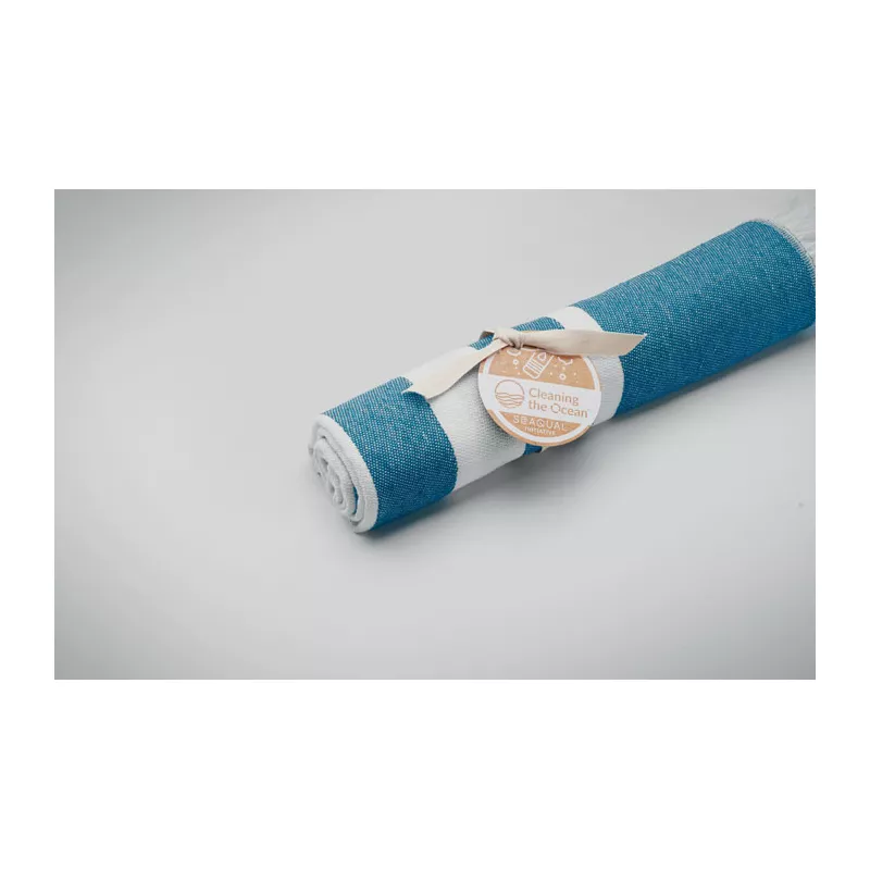 Ręcznik hammam z recyklingu 70x140 cm 300 g/m² MAR - Turkusowy (MO2057-12)