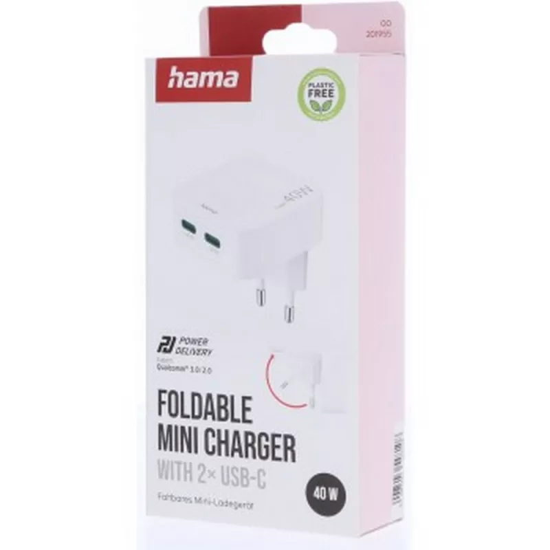 Składana ładowarka ścienna 40W Hama - biały (VH021-02)