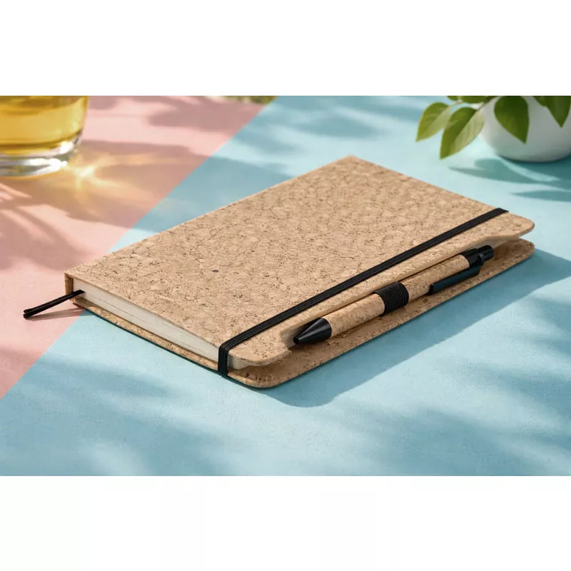 Notes z okładką z naturalnego korka SKRIP A5 - beżowy (18227-17)