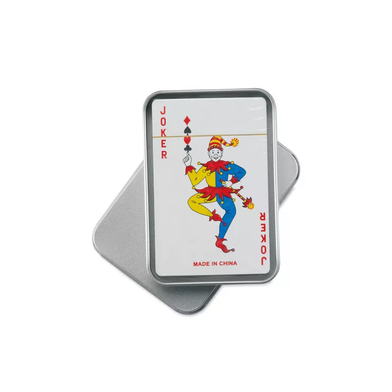 Karty do gry 54 szt. w metalowym pudełku AMIGO - Srebrny Mat (MO7529-16)