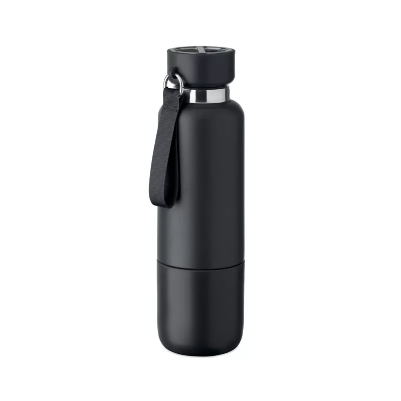 Butelka termiczna stalowa z kubkiem 500 ml NOEKA - Czarny (MO2716-03)
