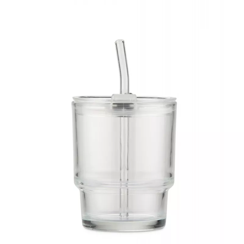 Kubek szklany z rurką NOA 350 ml - przezroczysty (16059-00)