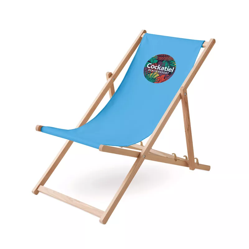 Leżak plażowy drewniany składany HONOPU - Turkusowy (MO6503-12)