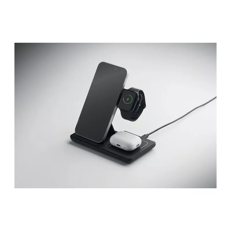 Ładowarka bezprzewodowa 3 w 1 składana 15W DOCK3 - Czarny (MO3172-03)