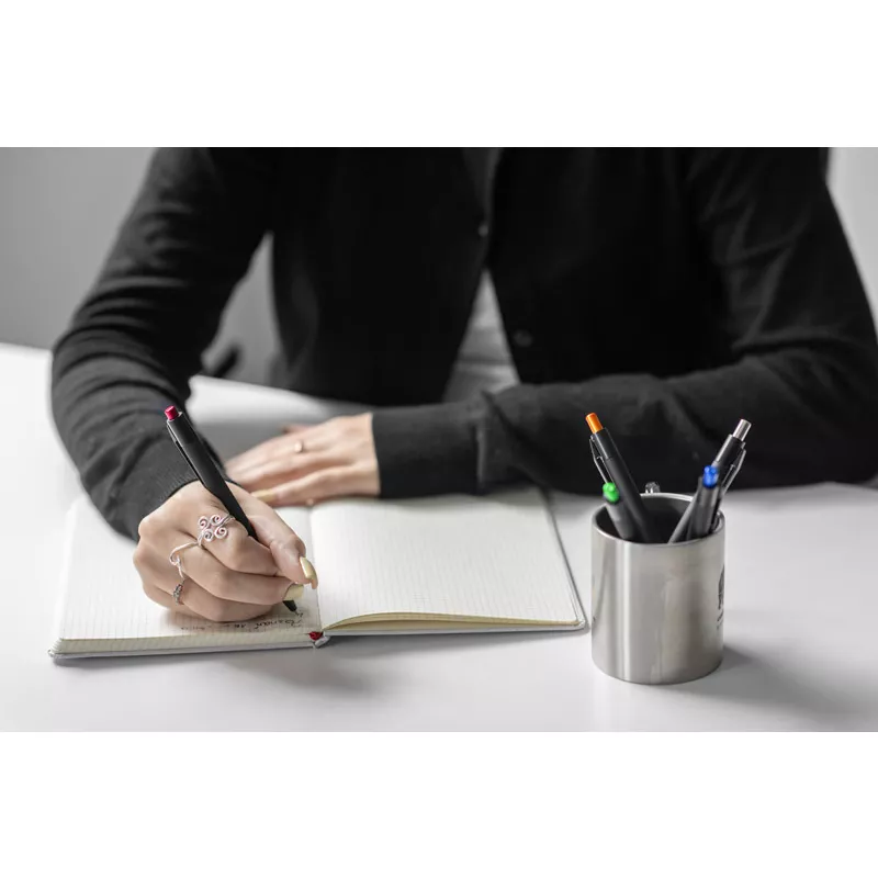 Długopis metalowy z powłoką soft touch i lustrzanym grawerem PAUL - niebieski (19746-03)