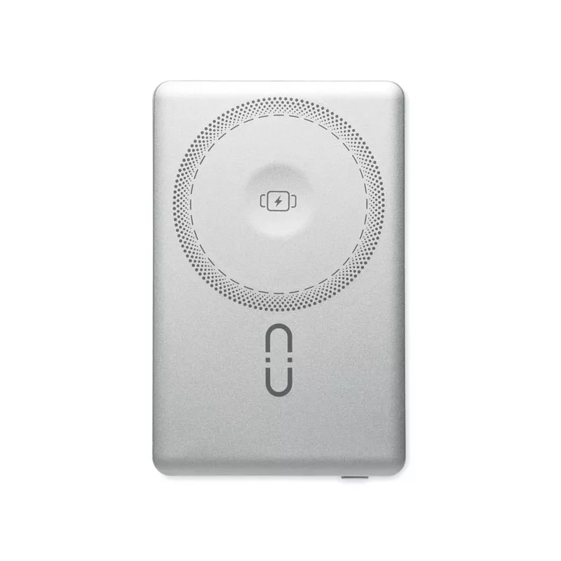 Powerbank magnetyczny 5000 mAh z aluminium CORE - Srebrny Mat (MO3179-16)
