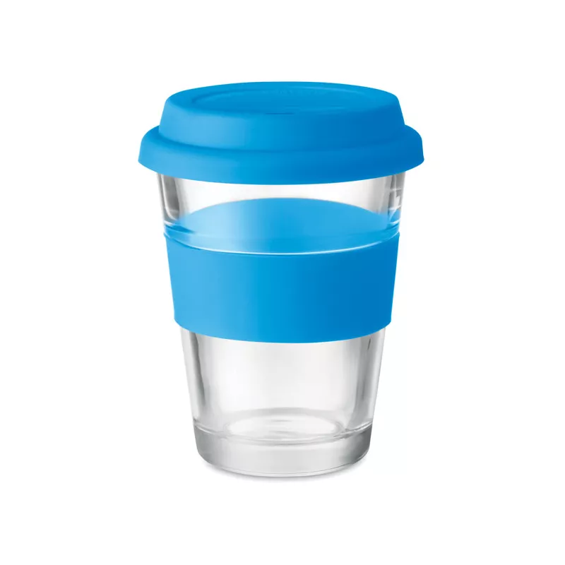 Kubek szklany z pokrywką i uchwytem 350 ml ASTOGLASS - Niebieski (MO9992-04)