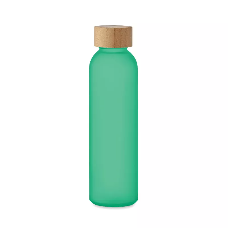 Butelka szklana matowa 500 ml z bambusową zakrętką ABE - Przezroczysty Zielony (MO2105-24)
