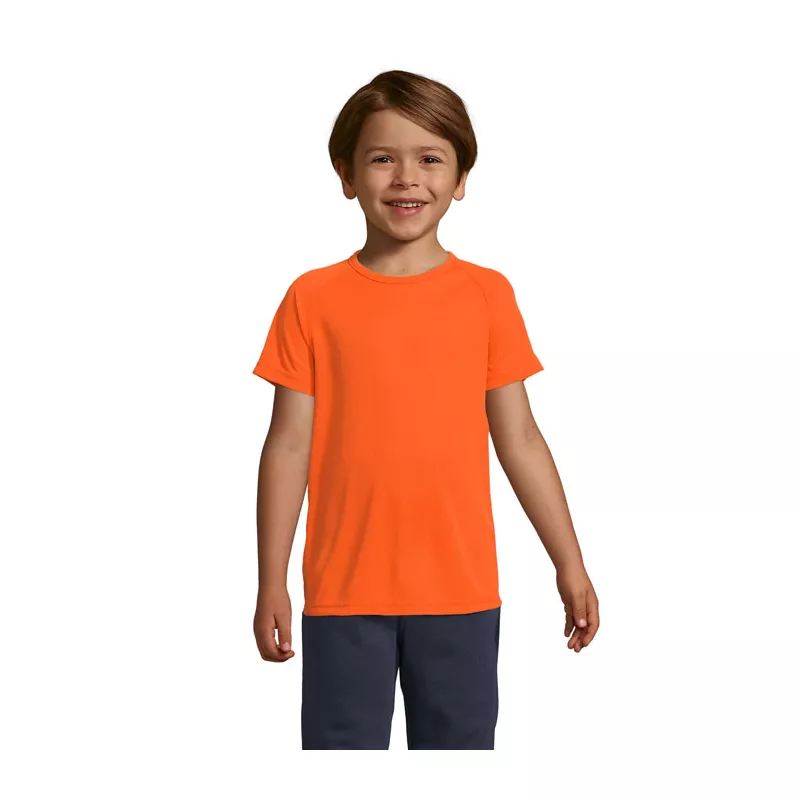 Koszulka sportowa dziecięca 140 g/m² Sol's SPORTY KIDS - Neonowy Pomarańczowy (S01166-NO)