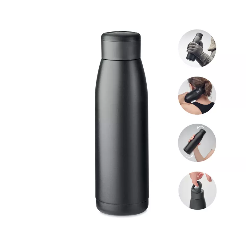 Butelka dwuścienna stalowa 400 ml CALEFRIO - Czarny (MO2331-03)