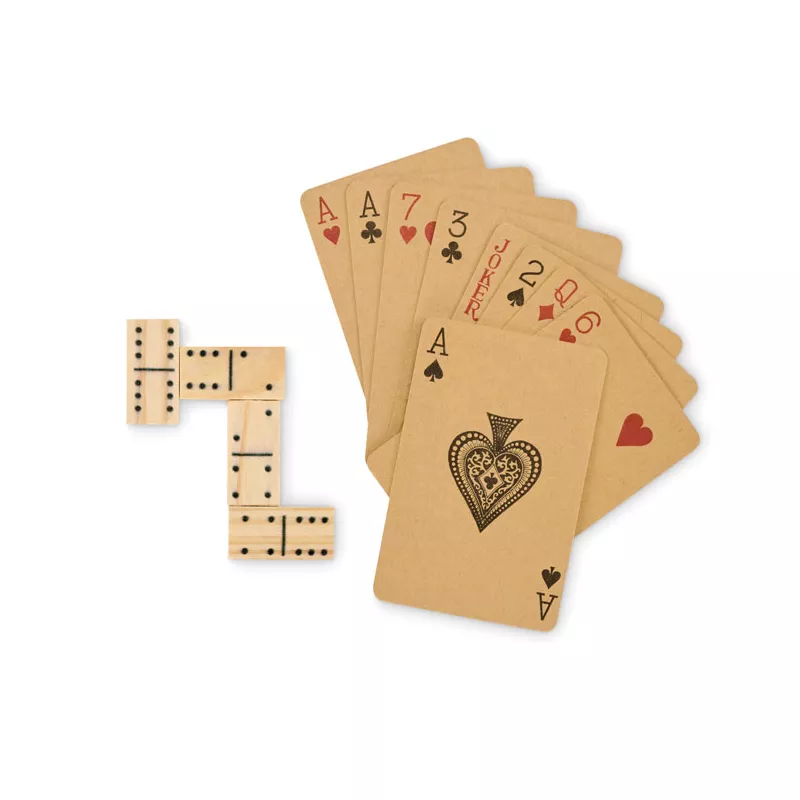 Zestaw domino i karty do gry w pudełku DOMI&CARDS - Drewna (MO2669-40)