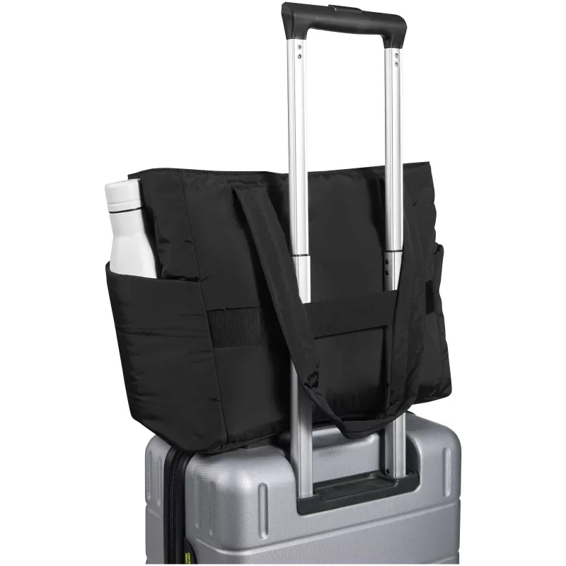 Puffer torba na zakupy z certyfikatem GRS z recyklingu na laptopa o przekątnej 15,6 cala, 18 l  - Czarny (13011690)