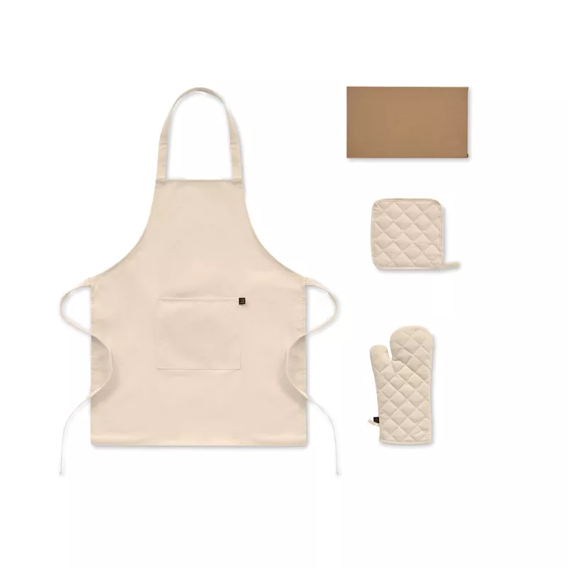 Fartuch z rękawicą i łapką 180 g/m² GALA SET - Bezowy (MO3171-13)