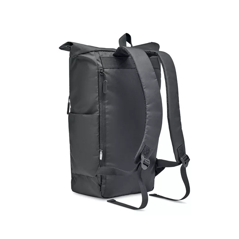 Plecak rolltop na laptop 15" z RPET VALLEY ROLLPACK - Czarny (MO2051-03)