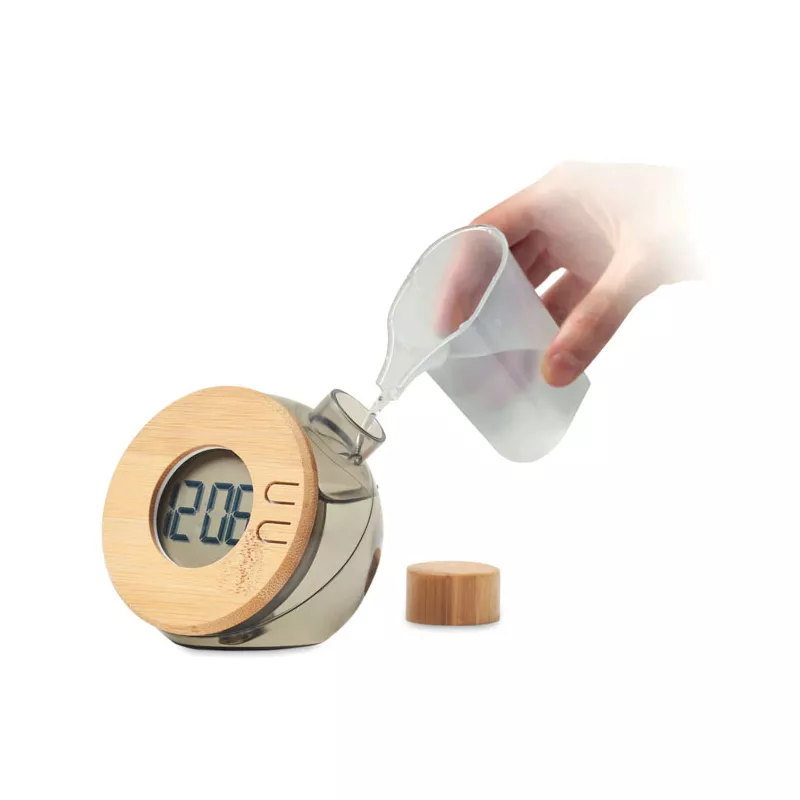 Zegar LCD zasilany wodą DROPPY LUX - Przezroczysty Szary (MO6865-27)