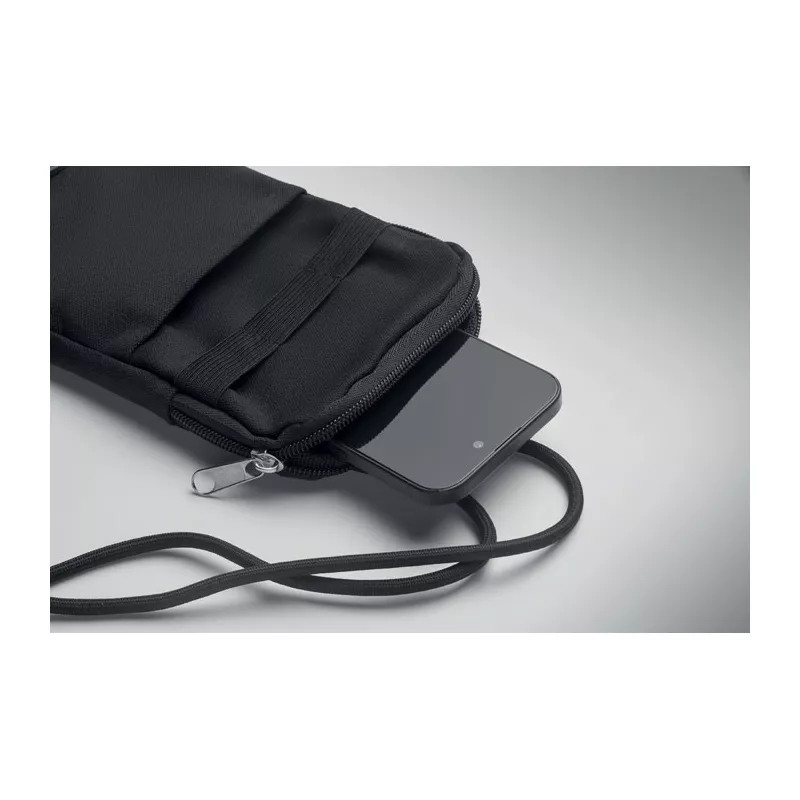 Torebka na telefon z recyklingu 280 g/m² MOBIBOLSA - Czarny (MO2519-03)