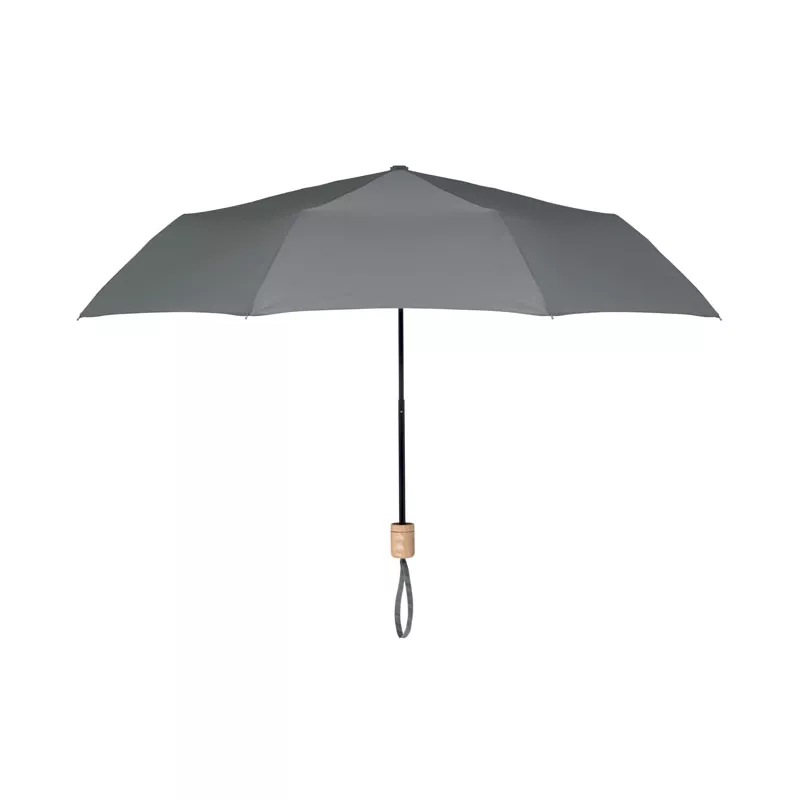 Parasol składany 21" z RPET z drewnianą rączką TRALEE - Szary (MO9604-07)