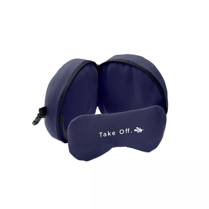 Poduszka podróżna 2 w 1 z maską na oczy SOFT NUIT - Niebieski (MO2907-04)