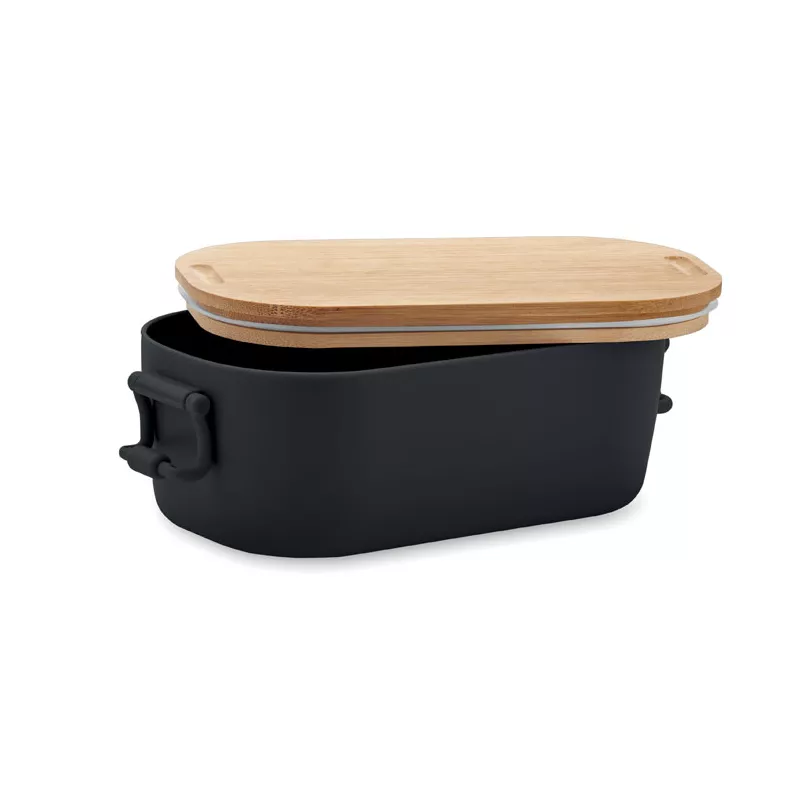Lunchbox z PP z bambusową pokrywką 700 ml LEKKER - Czarny (MO2459-03)
