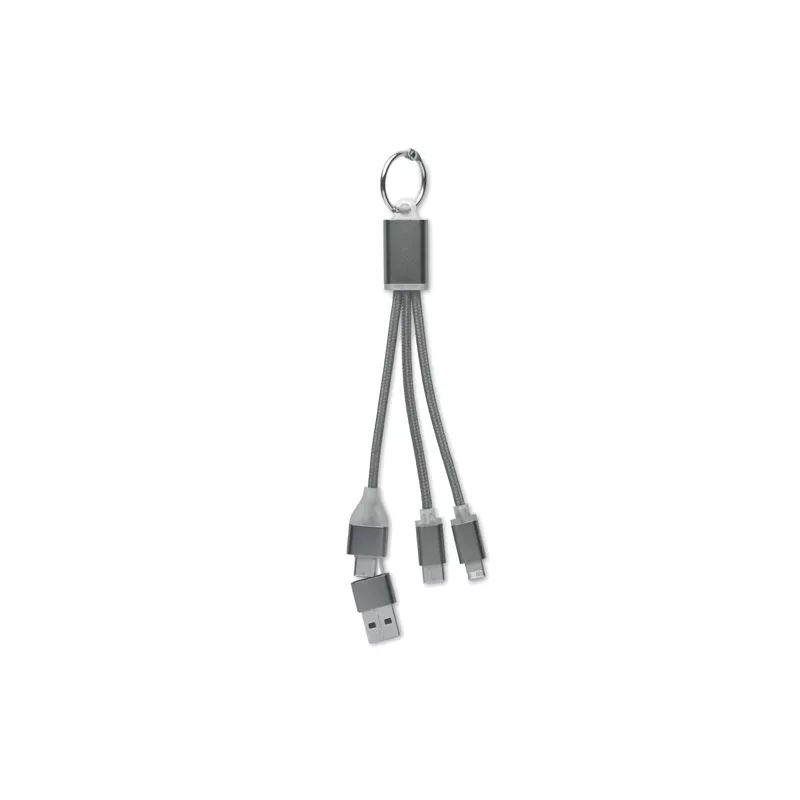 Kabel do ładowania 4 w 1 z brelokiem BLUE - Tytanowy (MO2141-18)