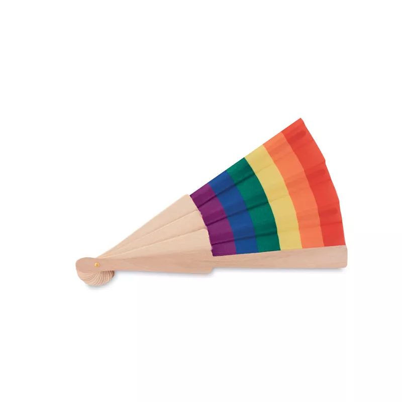 Wachlarz drewniany z tęczowym wzorem BOWFAN - Wielokolorowy (MO6446-99)