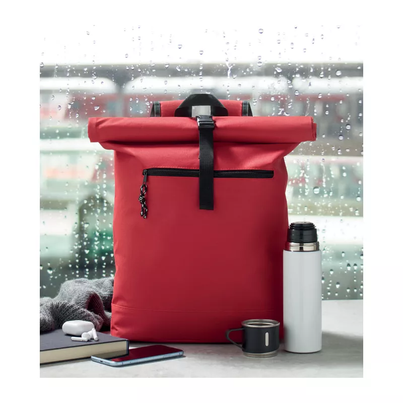 Plecak rolltop na laptop 15" z poliestru 600D IREA - Czerwony (MO2170-05)