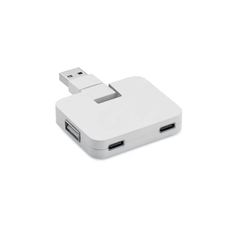 Hub USB 4-portowy z USB-C SQUARE-C - Bialy (MO2254-06)