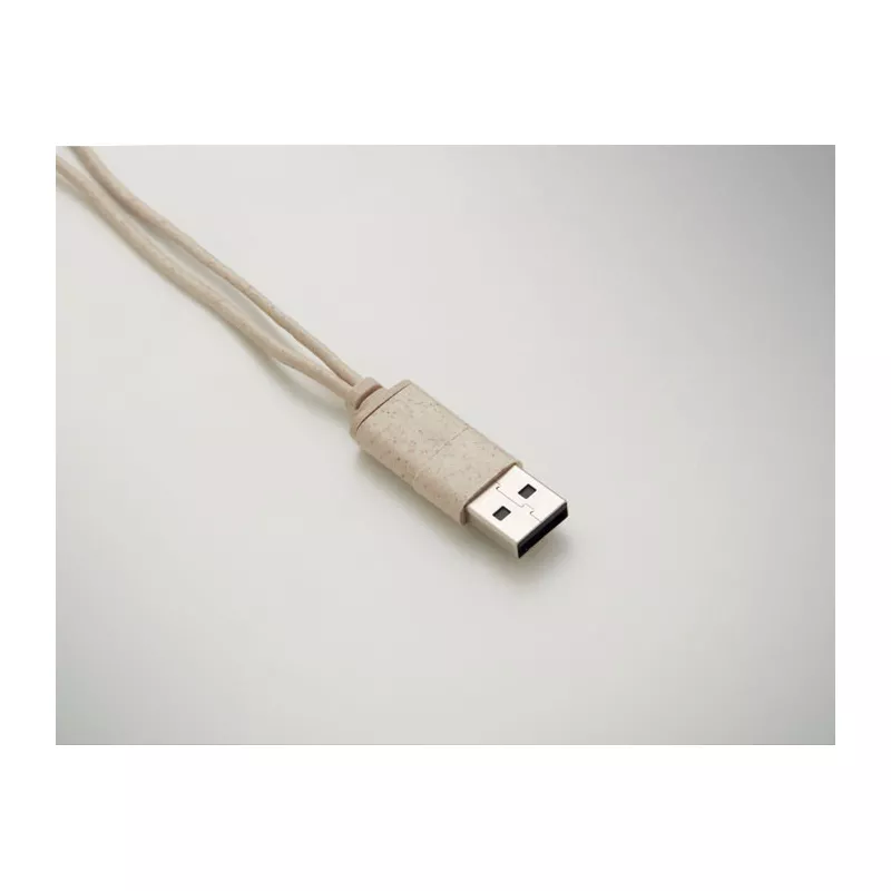Zestaw kabli w etui ze słomy pszenicznej CABSTRA - Bezowy (MO2921-13)