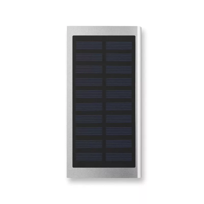 Powerbank solarny z aluminium 8000 mAh SOLAR POWERFLAT - Srebrny Mat (MO9051-16)