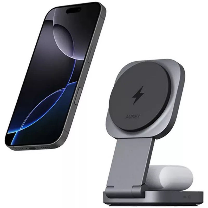 Magnetyczna ładowarka bezprzewodowa 15W Aukey - grafitowy (VAM11-15)