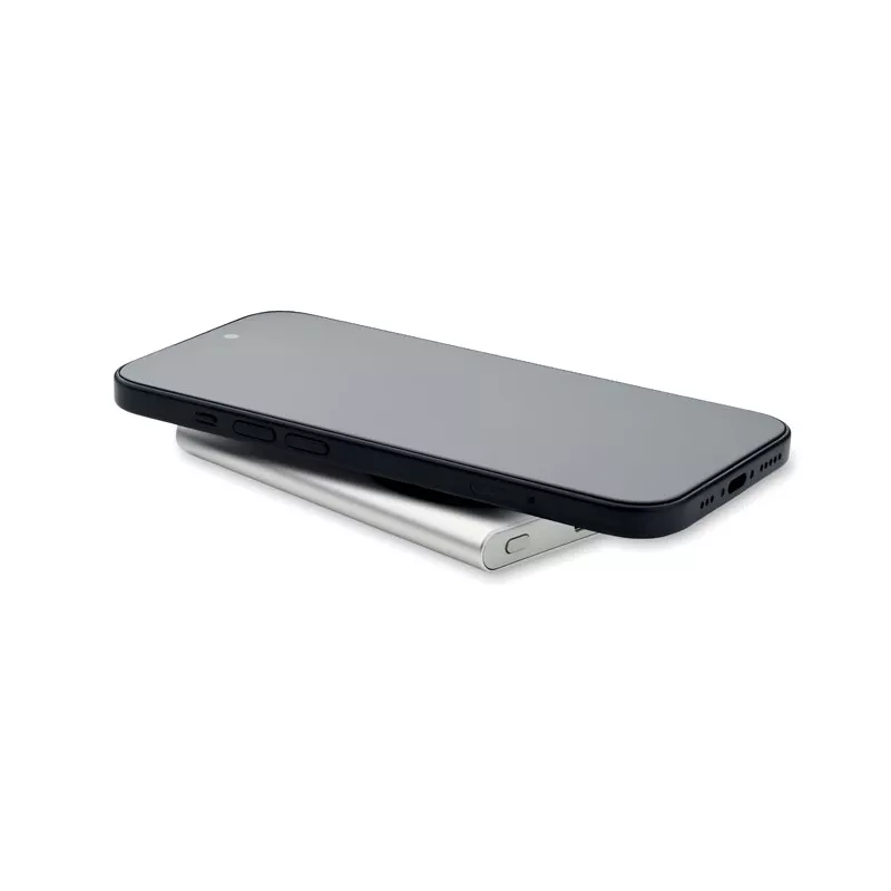 Powerbank magnetyczny 5000 mAh 15W z aluminium PAWTT - Srebrny Mat (MO2442-16)